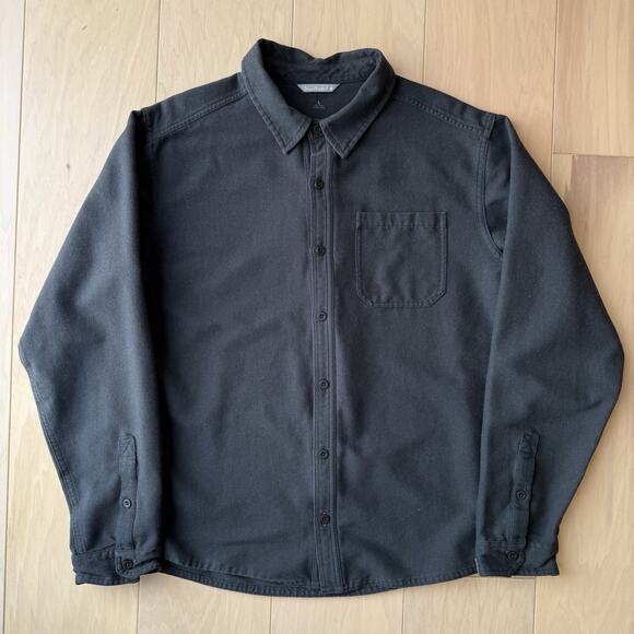 Smartwool Merino Wool Flannel Large Black Button Up Shirt Minimalist Outerwear - Picture 2 of 9